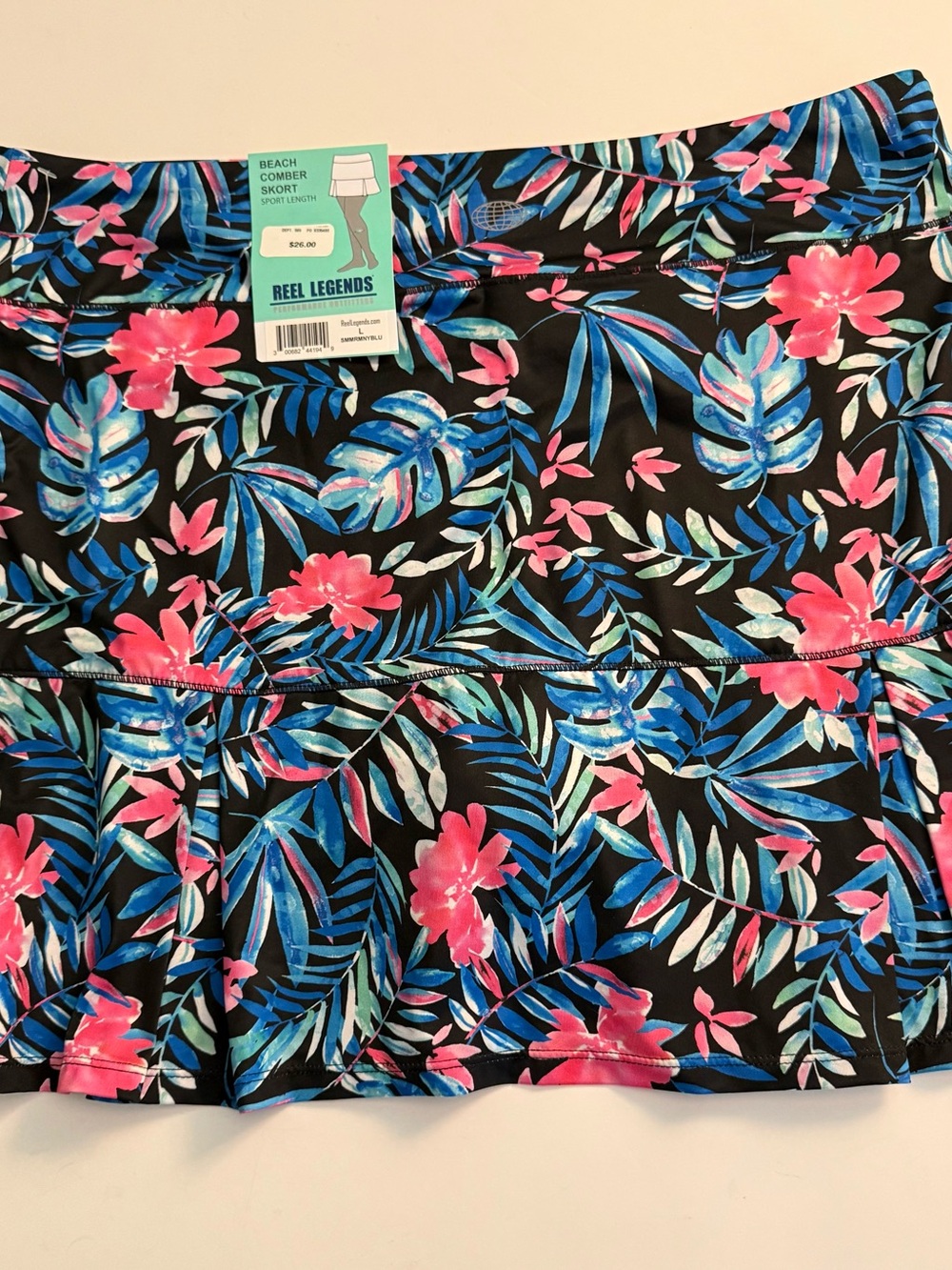 NWT Reel Legends Beach Comber Black Skort Tropical Design Size LARGE